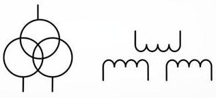 Three-winding transformer symbols